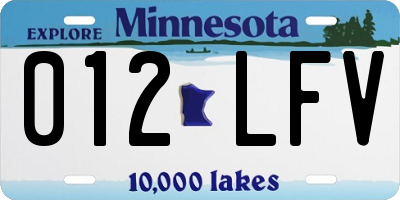 MN license plate 012LFV