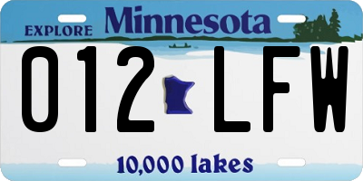 MN license plate 012LFW