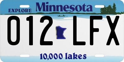 MN license plate 012LFX