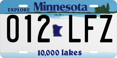 MN license plate 012LFZ
