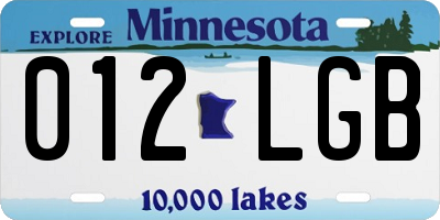 MN license plate 012LGB