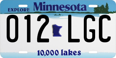 MN license plate 012LGC