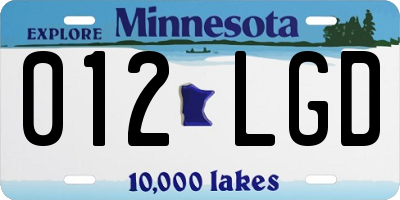 MN license plate 012LGD