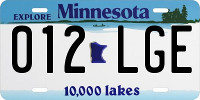 MN license plate 012LGE