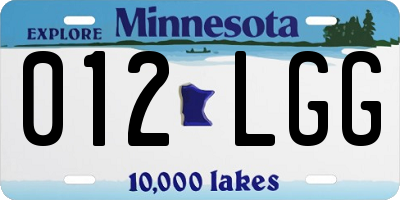 MN license plate 012LGG