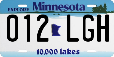 MN license plate 012LGH