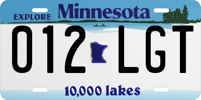 MN license plate 012LGT