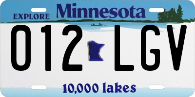 MN license plate 012LGV