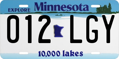 MN license plate 012LGY