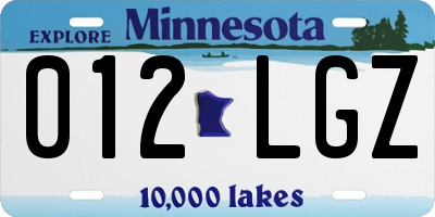 MN license plate 012LGZ
