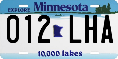 MN license plate 012LHA