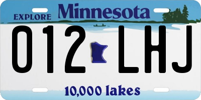 MN license plate 012LHJ