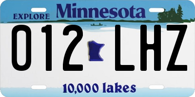 MN license plate 012LHZ