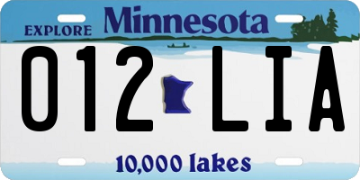 MN license plate 012LIA