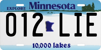 MN license plate 012LIE