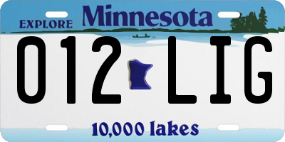 MN license plate 012LIG