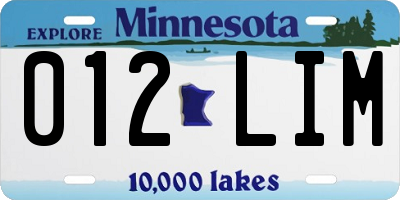MN license plate 012LIM
