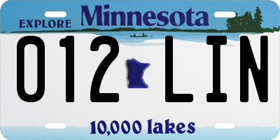 MN license plate 012LIN
