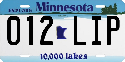 MN license plate 012LIP