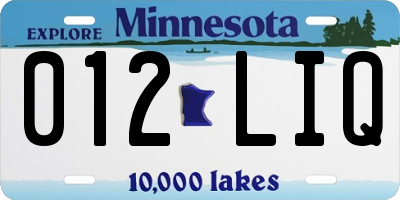 MN license plate 012LIQ