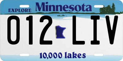 MN license plate 012LIV