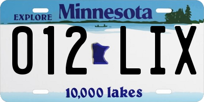 MN license plate 012LIX