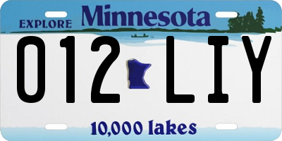 MN license plate 012LIY