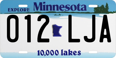 MN license plate 012LJA