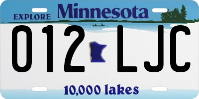 MN license plate 012LJC