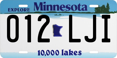 MN license plate 012LJI