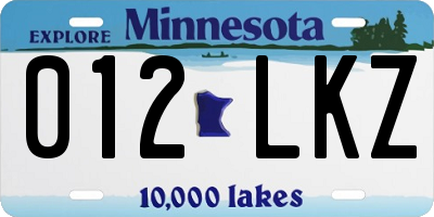 MN license plate 012LKZ