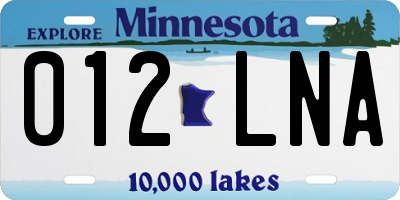 MN license plate 012LNA