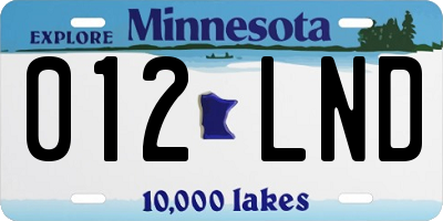 MN license plate 012LND
