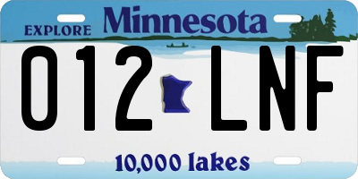 MN license plate 012LNF