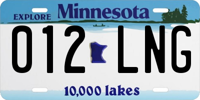 MN license plate 012LNG