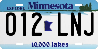 MN license plate 012LNJ