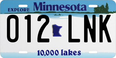 MN license plate 012LNK