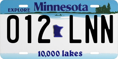 MN license plate 012LNN