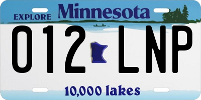 MN license plate 012LNP