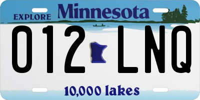 MN license plate 012LNQ