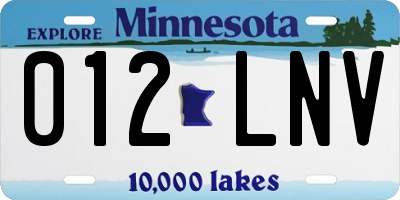 MN license plate 012LNV
