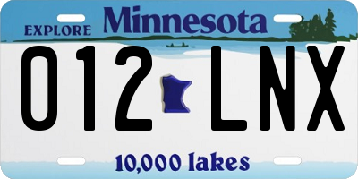 MN license plate 012LNX