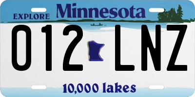 MN license plate 012LNZ