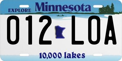 MN license plate 012LOA