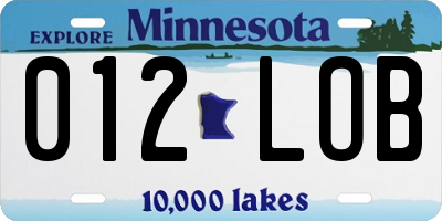 MN license plate 012LOB