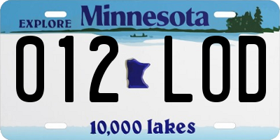 MN license plate 012LOD