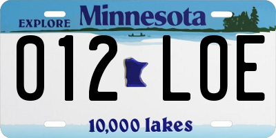 MN license plate 012LOE