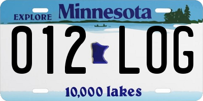 MN license plate 012LOG