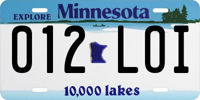 MN license plate 012LOI