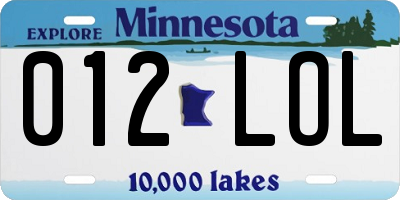 MN license plate 012LOL
